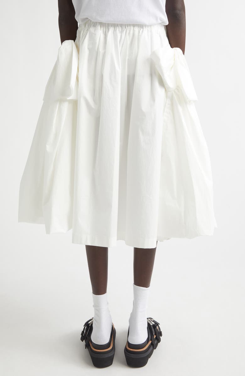 Tao Comme des Garçons Bow Detail Gathered Tumbled Cotton Skirt, Alternate, color, White