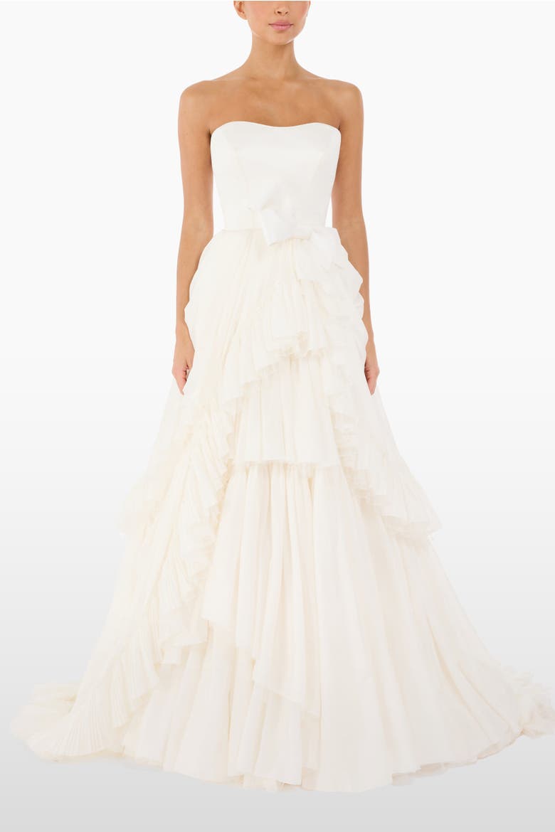 Antonia Ruffled Bow Dress, Main, color, Ivory
