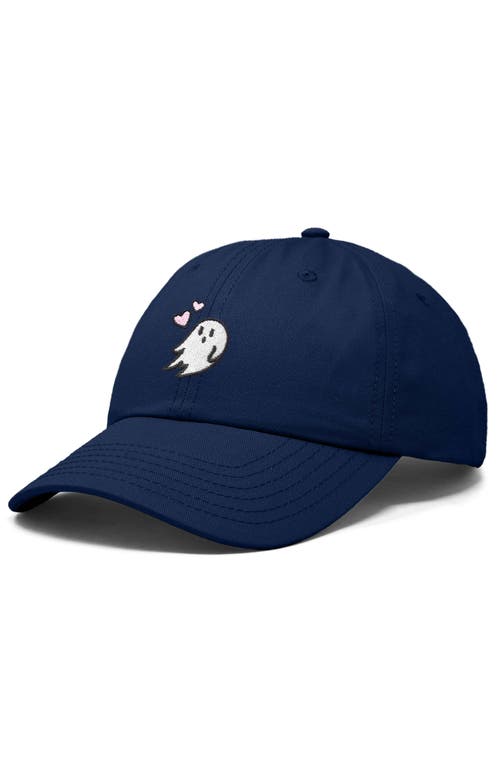 Dalix Heartly Ghost Embroidered Cap In Navy Blue