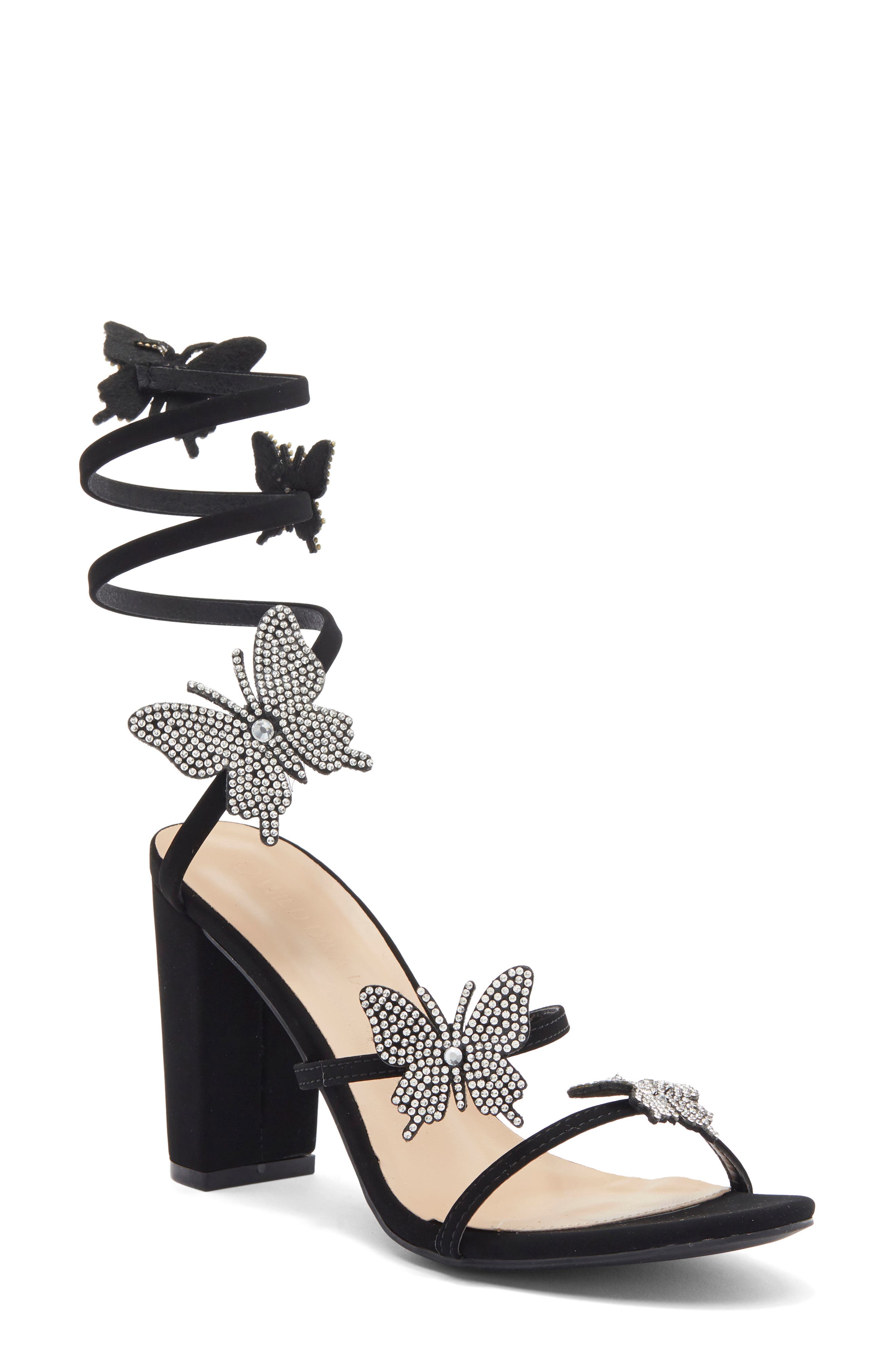 WILD DIVA LOUNGE Morry Rhinestone Butterfly Sandal, Main, color, 