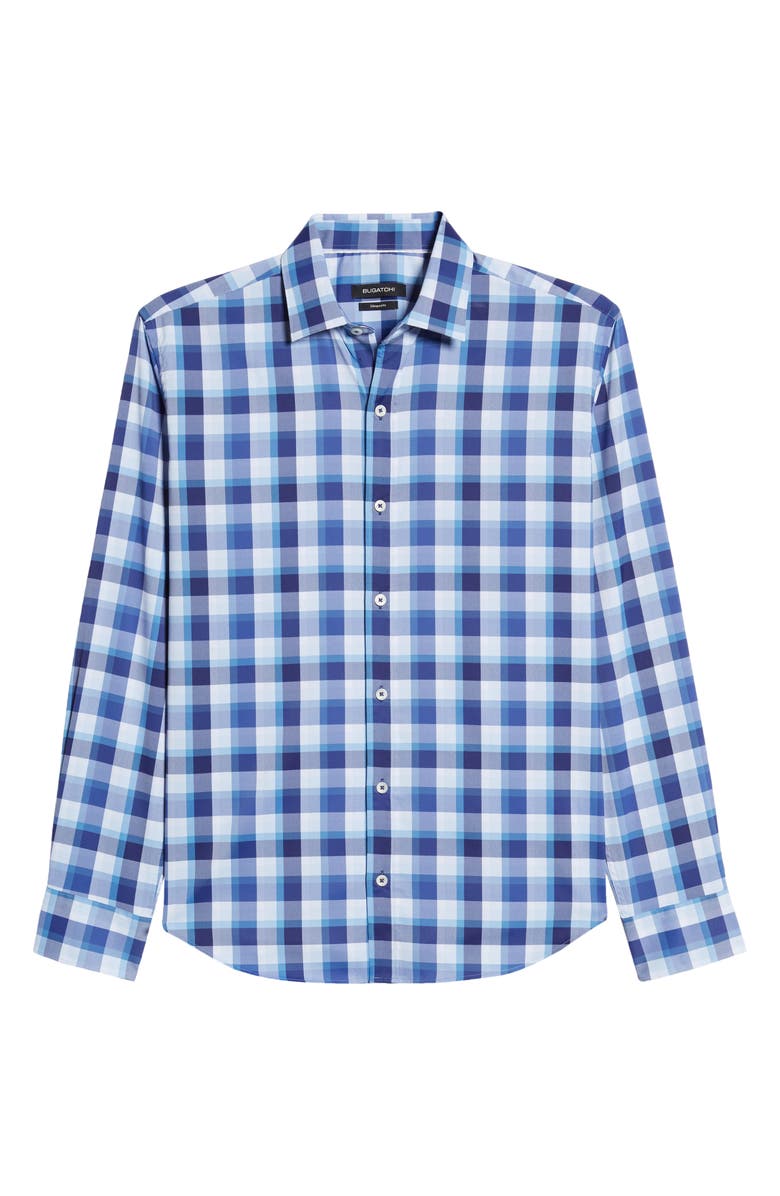 Bugatchi Shaped Fit Plaid Button-Up Performance Shirt, Alternate, color, 