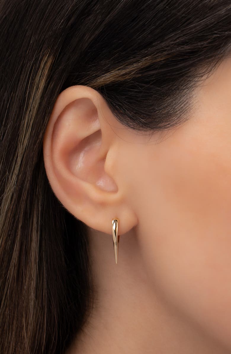 Zoe Lev Dagger Huggie Hoop Earrings, Alternate, color, Yellow Gold