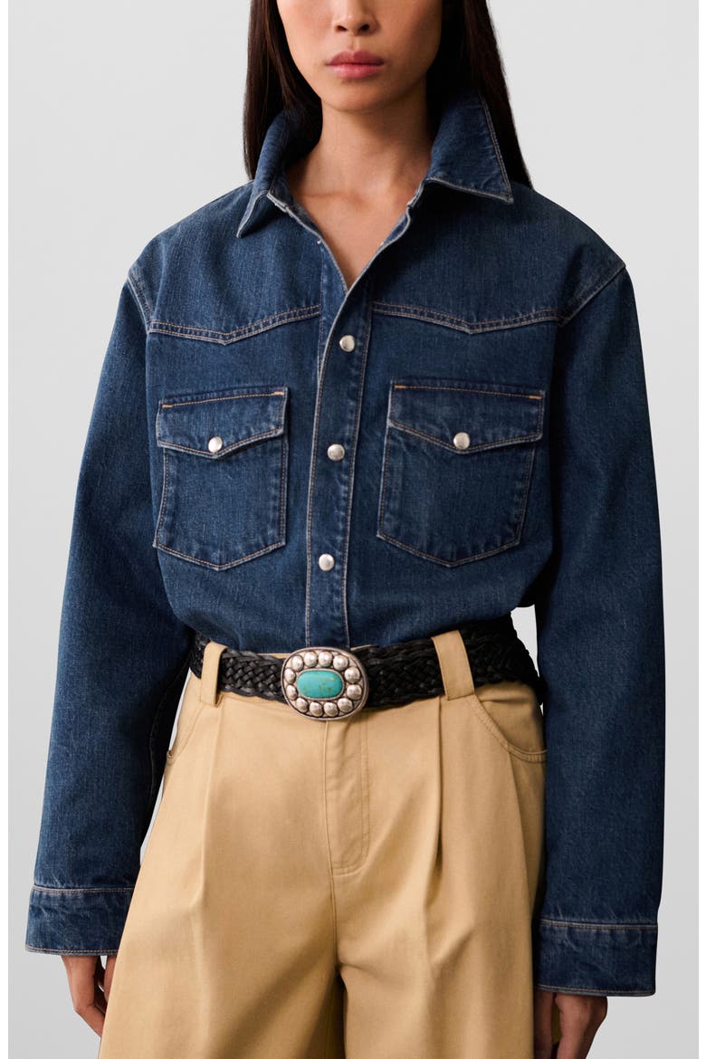 Oversize Denim Shirt, Main, color, DARK BLUE