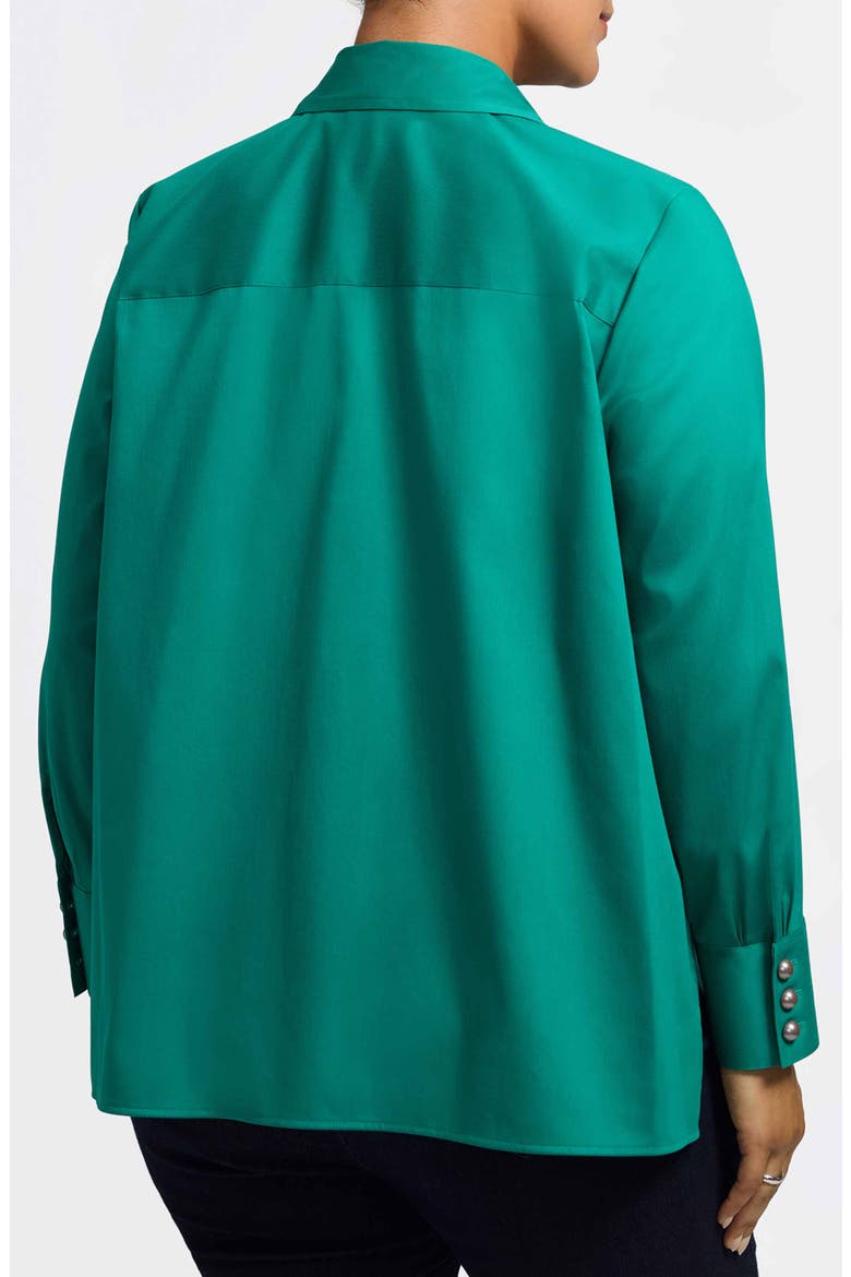 Pearly Bead Button-Up Shirt, Alternate, color, EMERALD