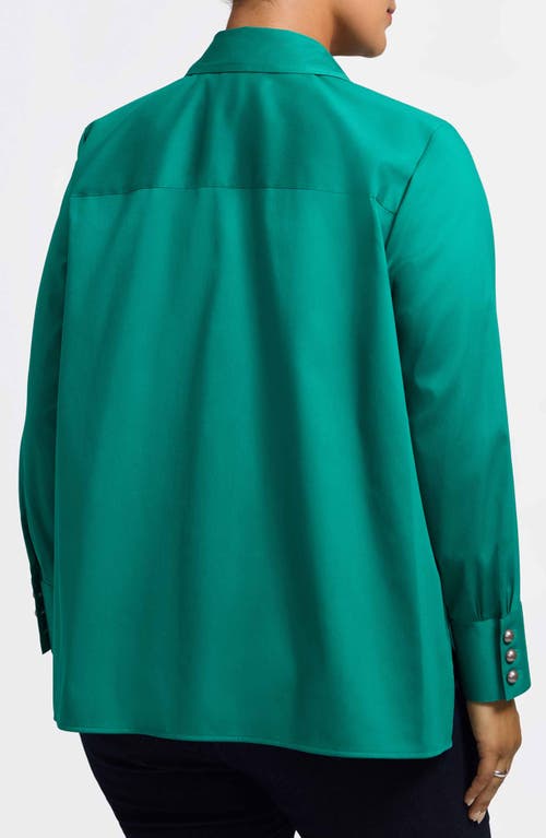 Foxcroft Pearly Bead Button-up Shirt In Green