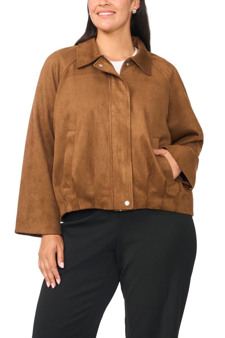 Faux Suede Raglan Sleeve Jacket, Alternate, color, TOASTED