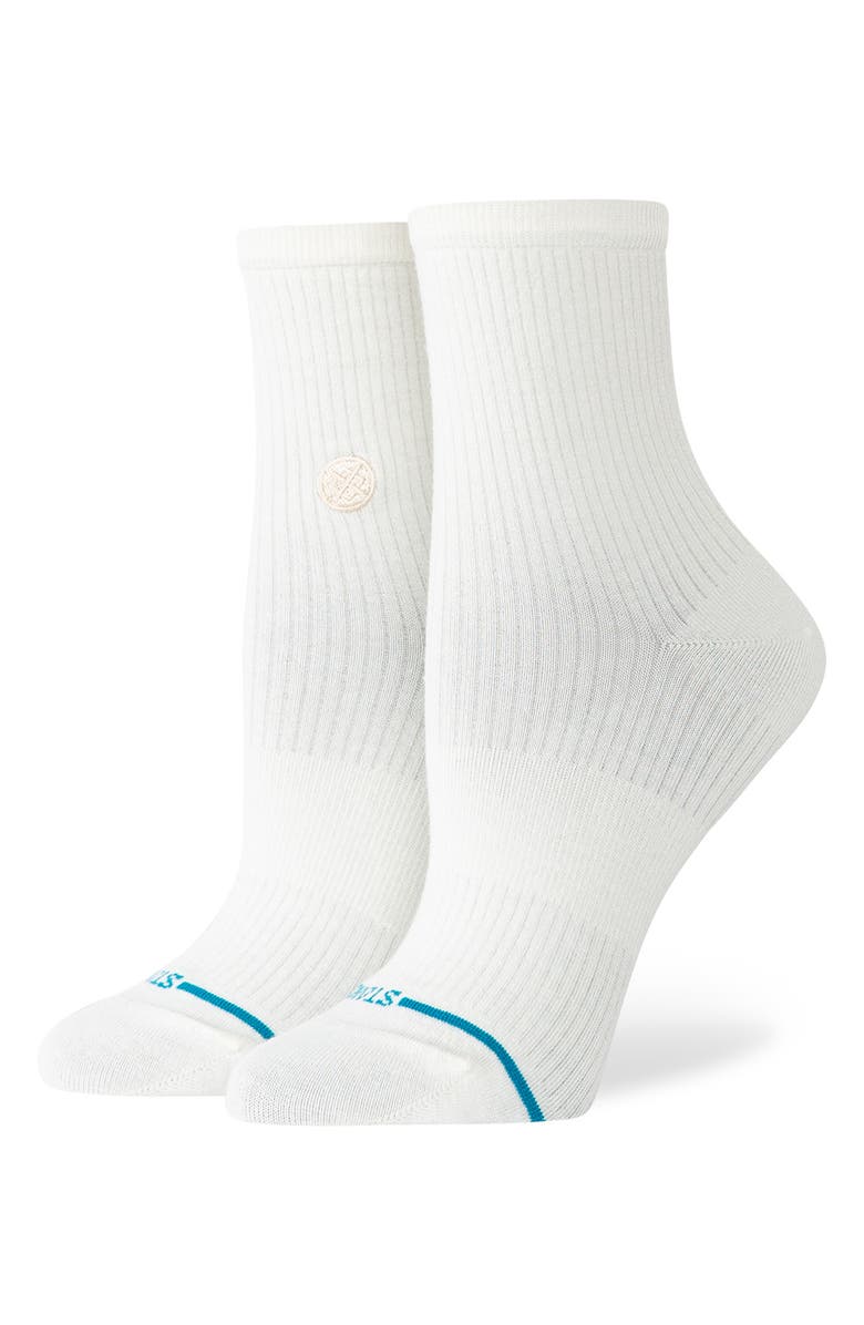 Stance Fine Rib Quarter Socks, Alternate, color, Ivory