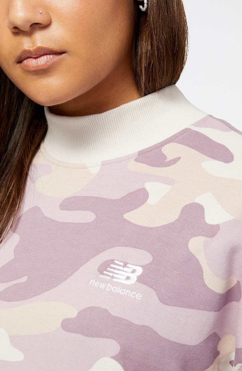 New Balance Athletics Print Fleece Sweatshirt, Alternate, color, White