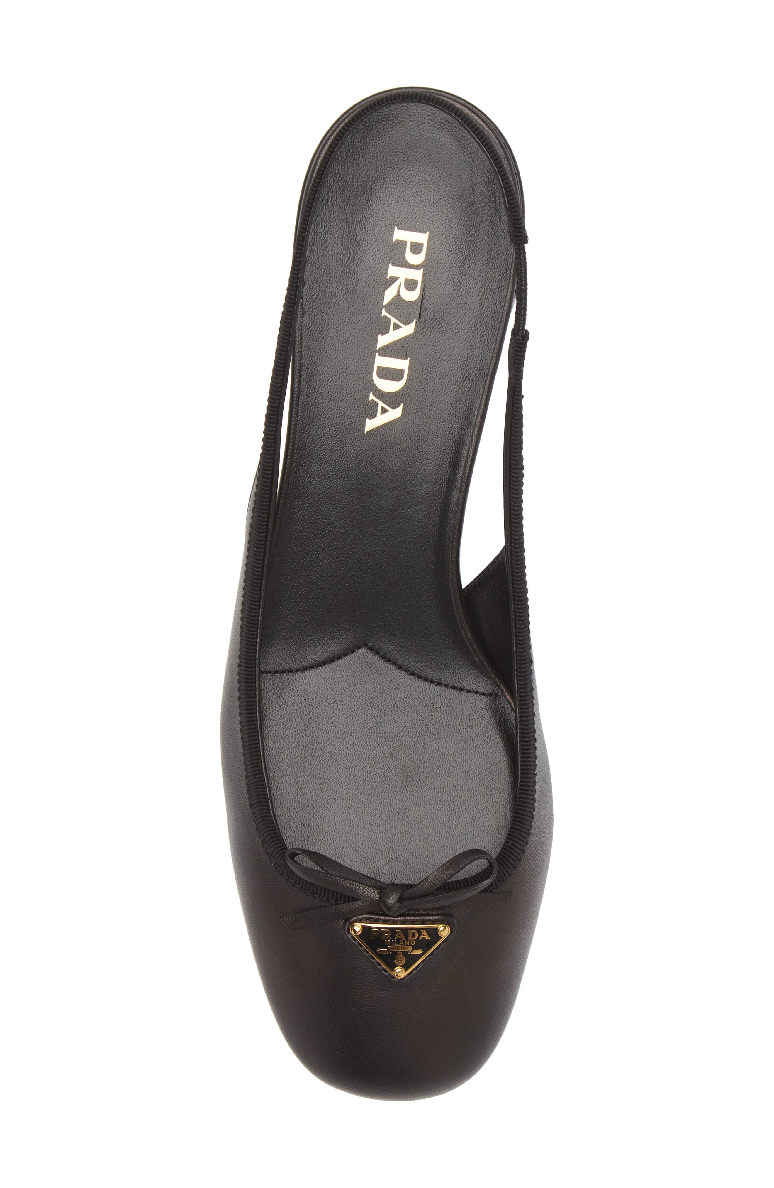 Prada Triangle Logo Bow Slingback Pump, Alternate, color, 