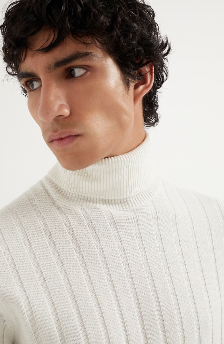 Brunello Cucinelli Cashmere flat rib turtleneck sweater, Alternate, color, 