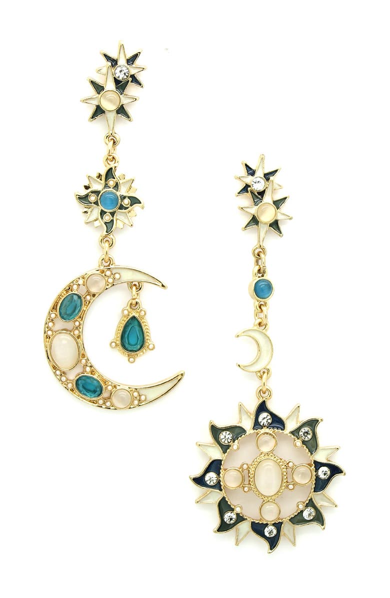 EYE CANDY LOS ANGELES Sun & Moon Earrings, Main, color, Multi Color