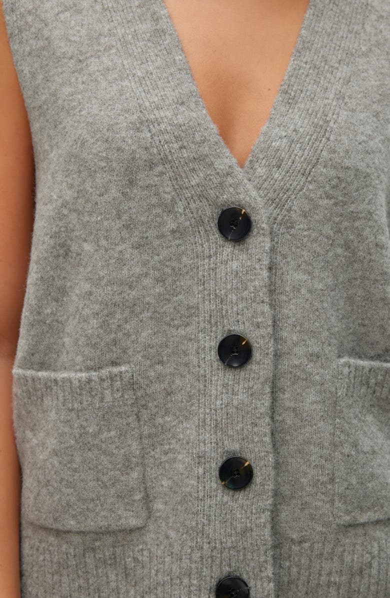 VERO MODA Clio V-Neck Button Front Vest, Alternate, color, Medium Grey Melange