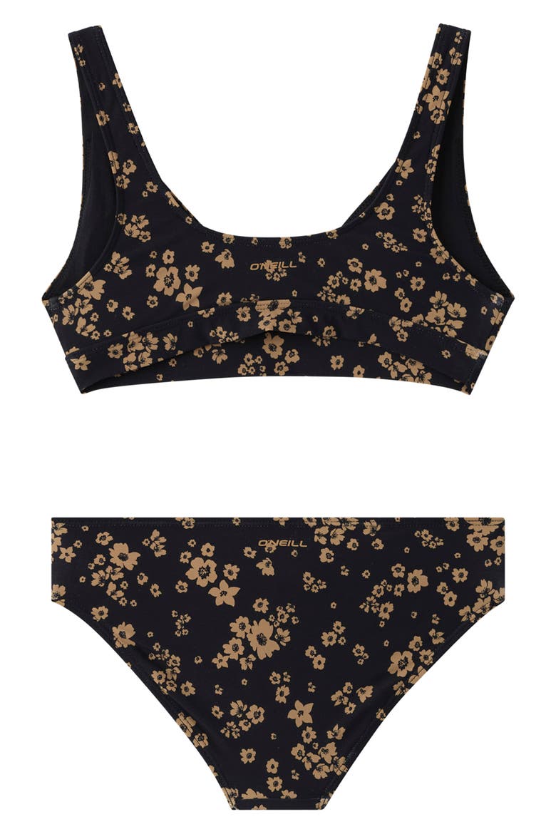 Kids' Maya Floral Two-Piece Swimsuit, Alternate, color, BLACK