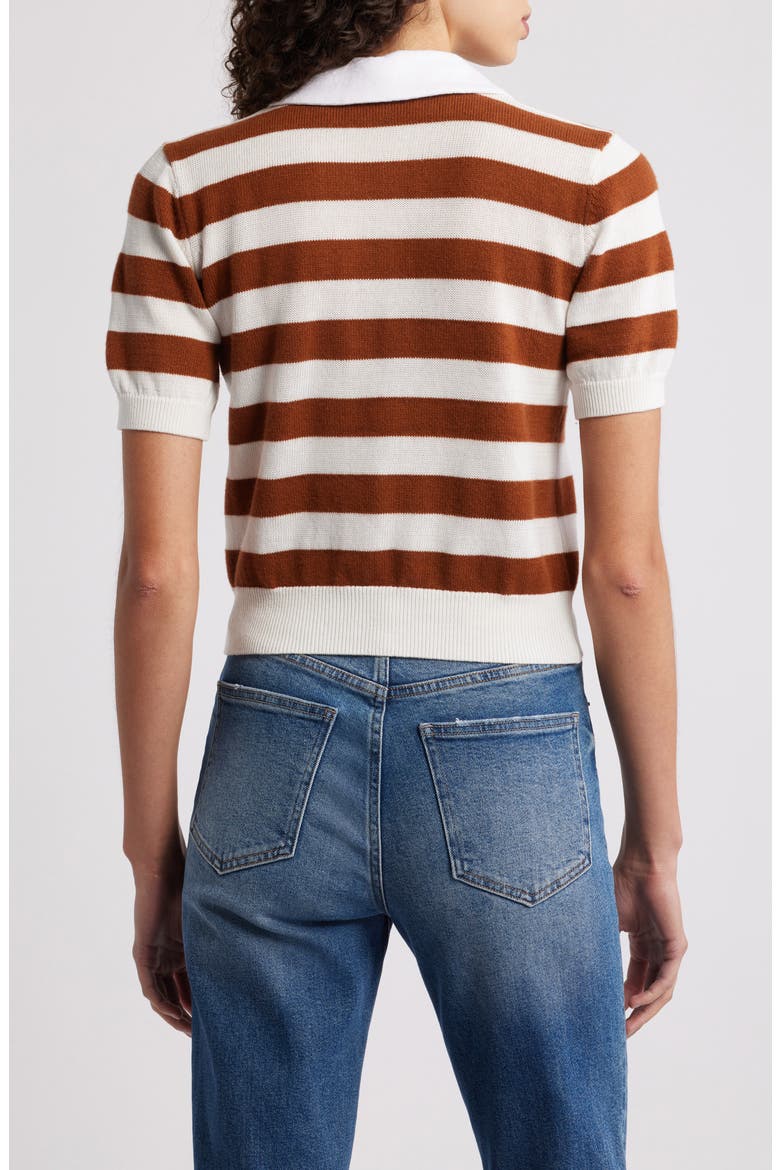The Bold Stripe Cashmere & Cotton Polo, Alternate, color, CHESTNUT MULTI
