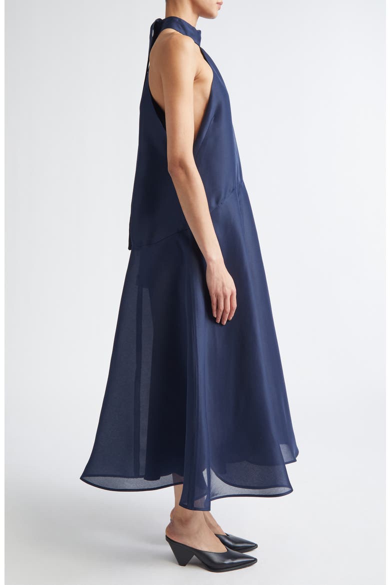 Becca Sleeveless Silk Gown, Alternate, color, NAVY
