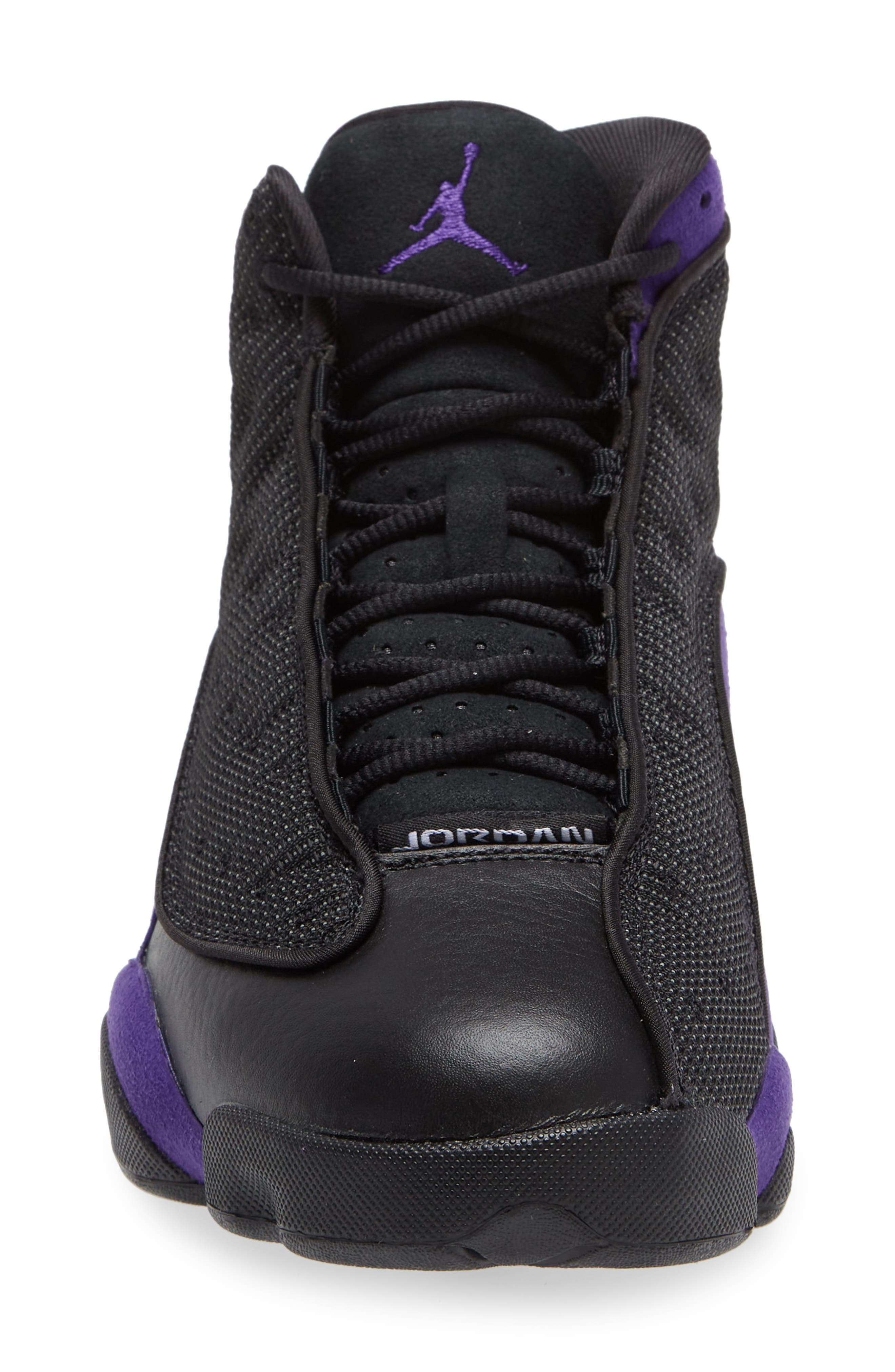 Air Jordan 13 Retro High Top Sneaker, Alternate, color, BLACK/ PURPLE/ WHITE