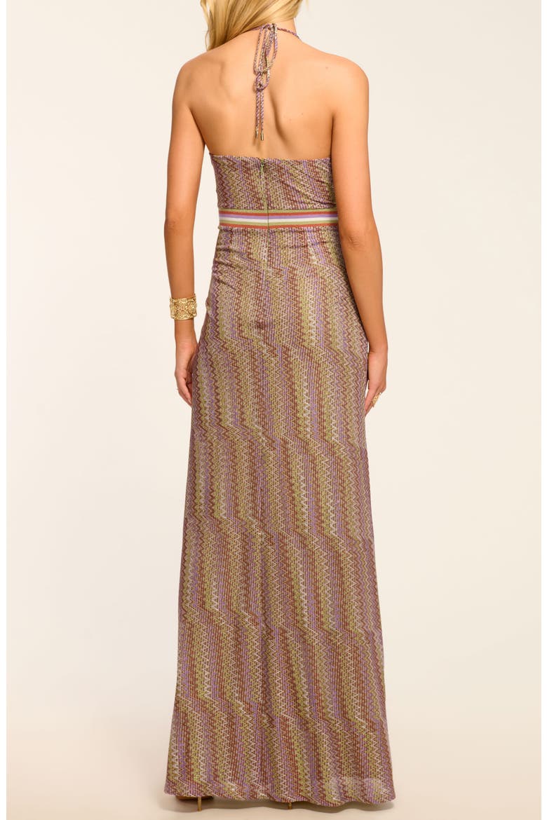 Rosalind Chevron Halter Maxi Dress, Alternate, color, MULTI LUREX KNIT
