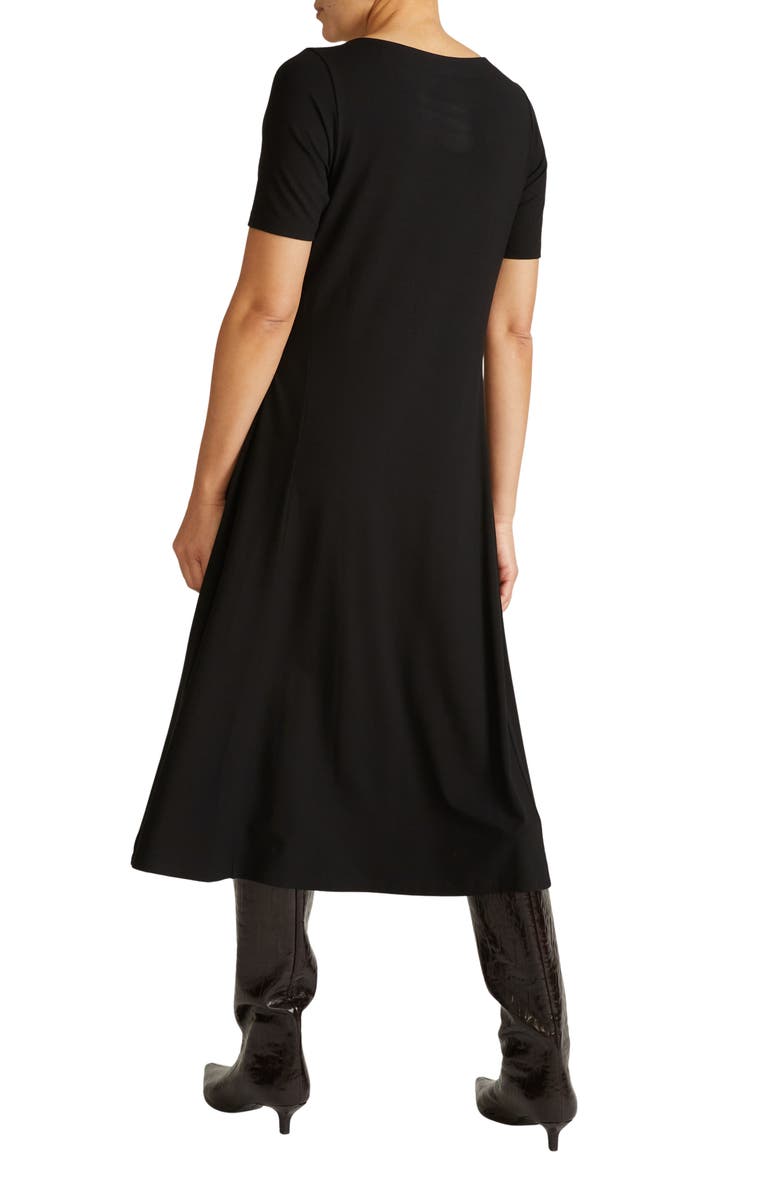 Universal Standard Serena Short Sleeve Jersey Midi Dress, Alternate, color, Black