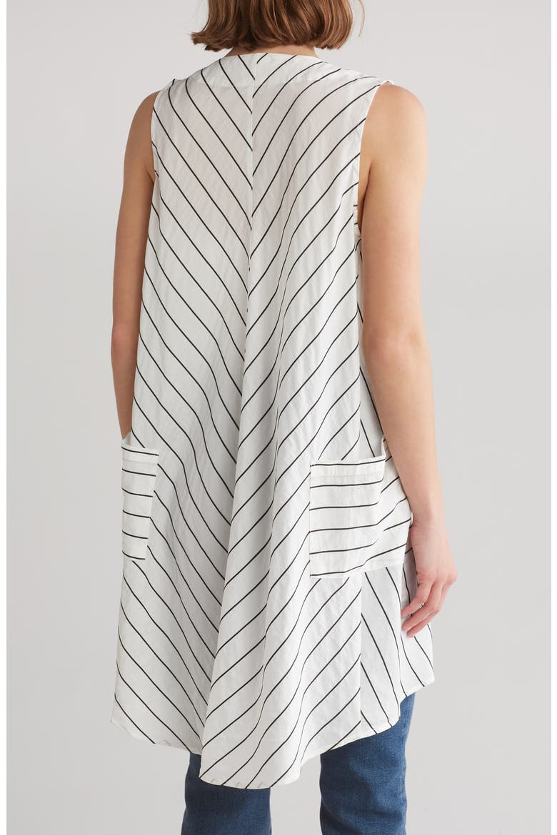 Pin Stripe Longline Vest, Alternate, color, WHITE