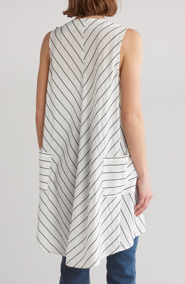 PATRIZIA LUCA Pin Stripe Longline Vest, Alternate, color, White