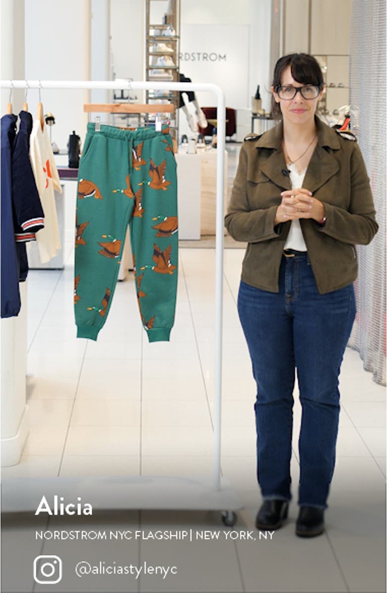 Kids' Ducks Allover Print Organic Cotton Joggers, sales video thumbnail