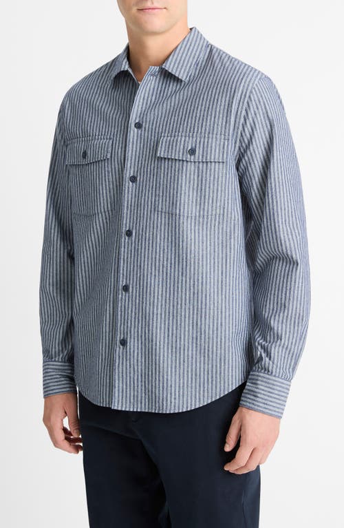 Vince Railroad Stripe Classic Fit Shirt In Washed Waterfall/dee