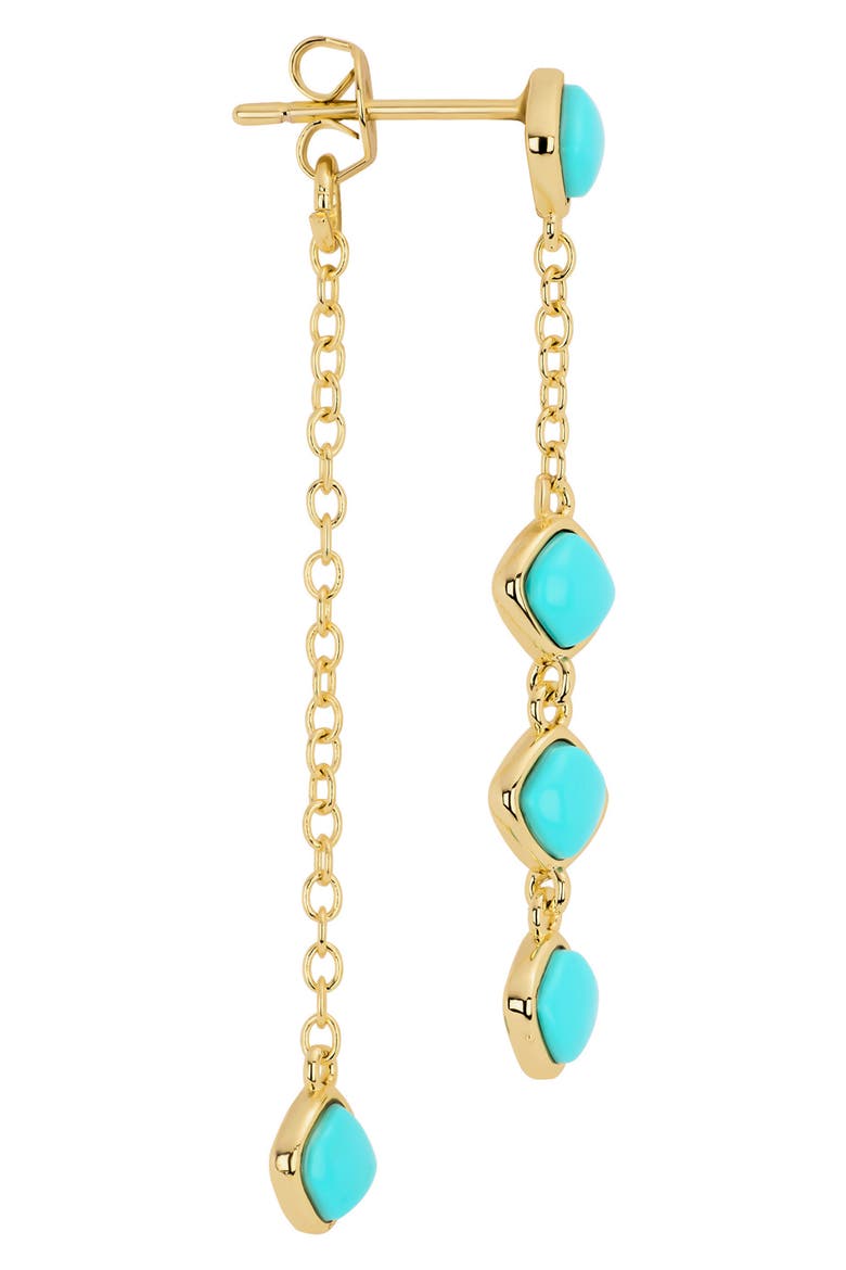 Front-Back Chain Drop Earrings, Alternate, color, TURQUOISE GOLD