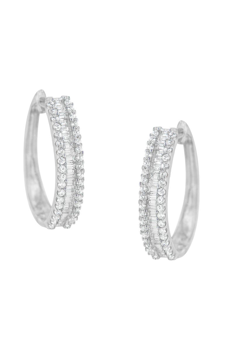 Haus of Brilliance 10K White Gold Diamond Hoop Earrings, Main, color, White