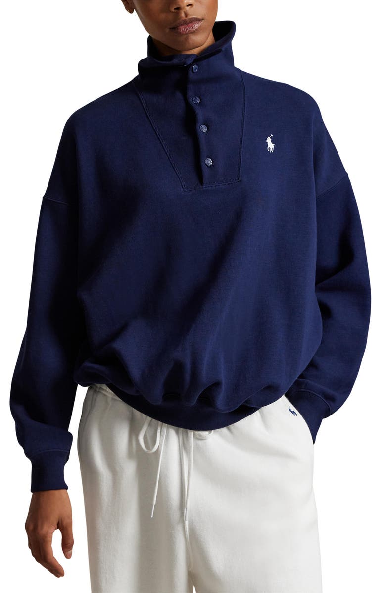 Polo Ralph Lauren Team USA Embroidered Graphic Snap Placket Sweatshirt, Main, color, Refined Navy
