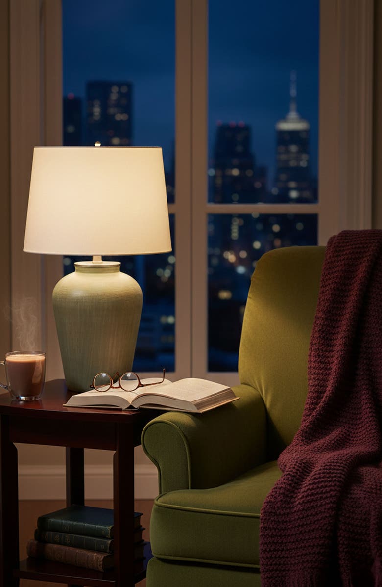 A & B Home Round Table Lamp, Alternate, color, Rustic Silver Matte