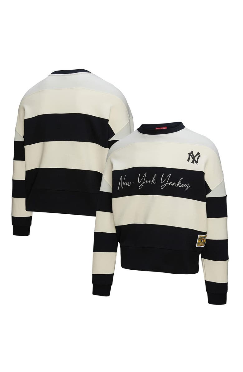 Mitchell & Ness Women's Mitchell & Ness Gray/Black New York Yankees Cooperstown Collection Blocked Fleece Pullover Sweatshirt, Main, color, Gray