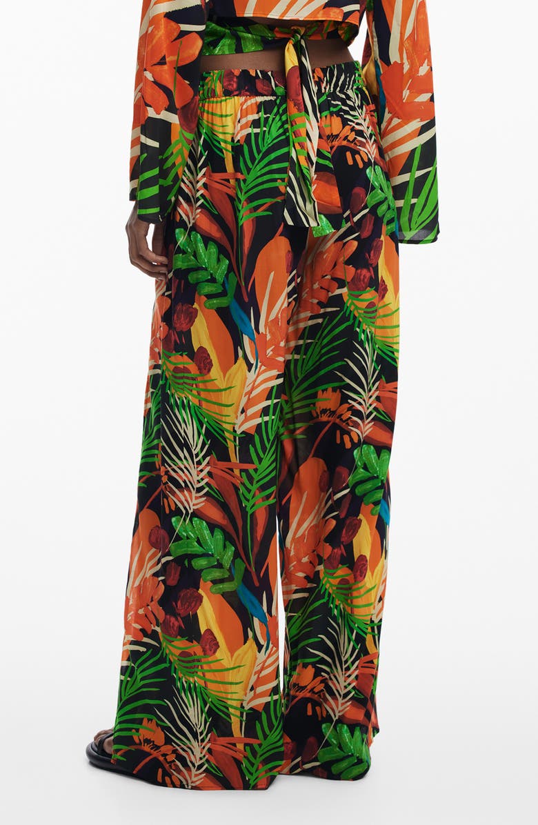 Desigual Wide Leg Cover-Up Pants, Alternate, color,