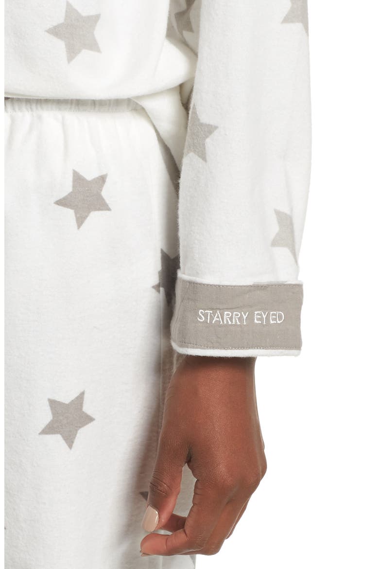 Print Flannel Pajamas, Alternate, color, IVORY