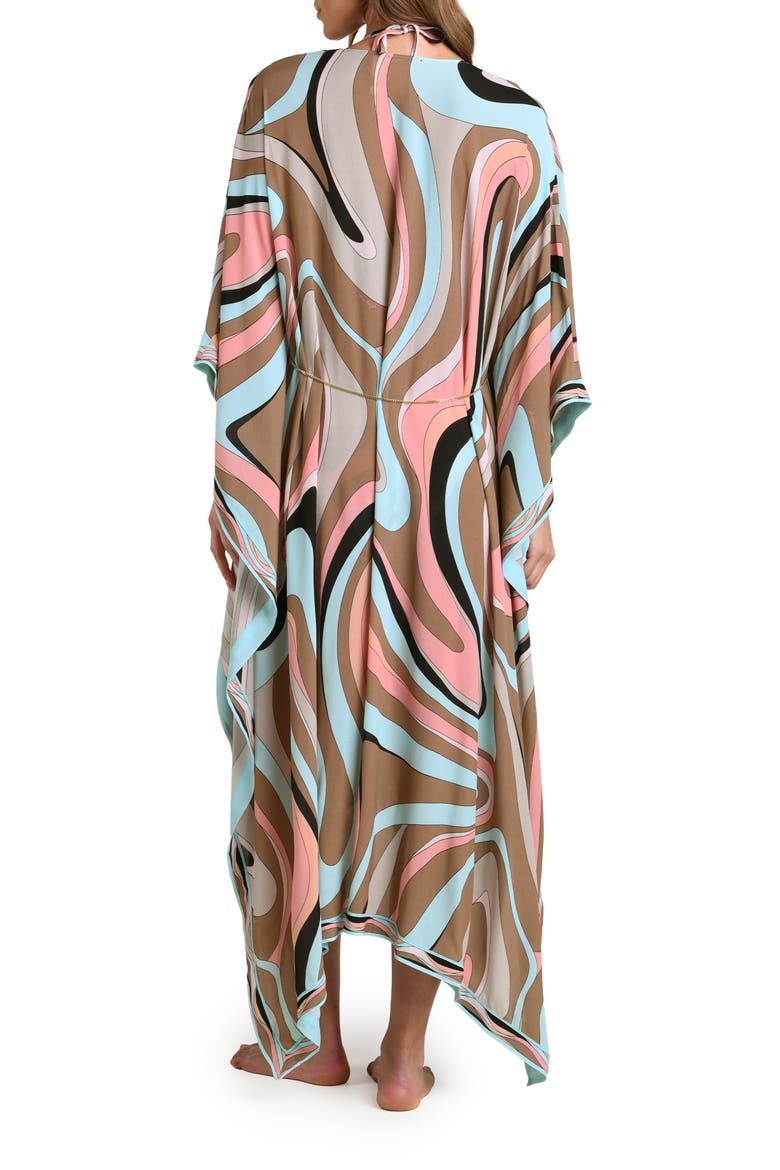 Kara Abstract Swirl Cover-Up Maxi Duster, Alternate, color, BROWN MULTI