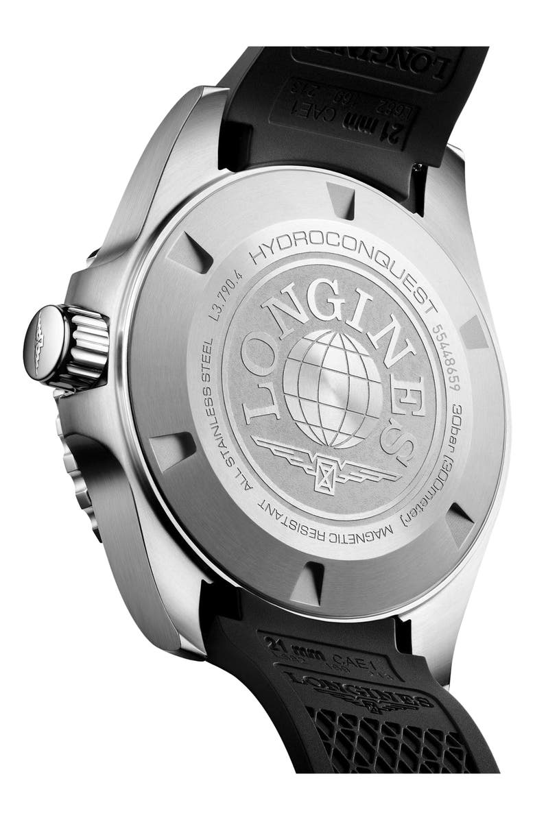 Longines HydroConquest GMT Automatic Rubber Strap Watch, 41mm, Alternate, color,