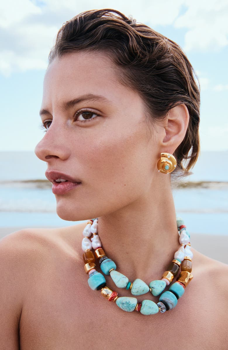 Lizzie Fortunato Nautilus Stud Earrings, Alternate, color, Gold