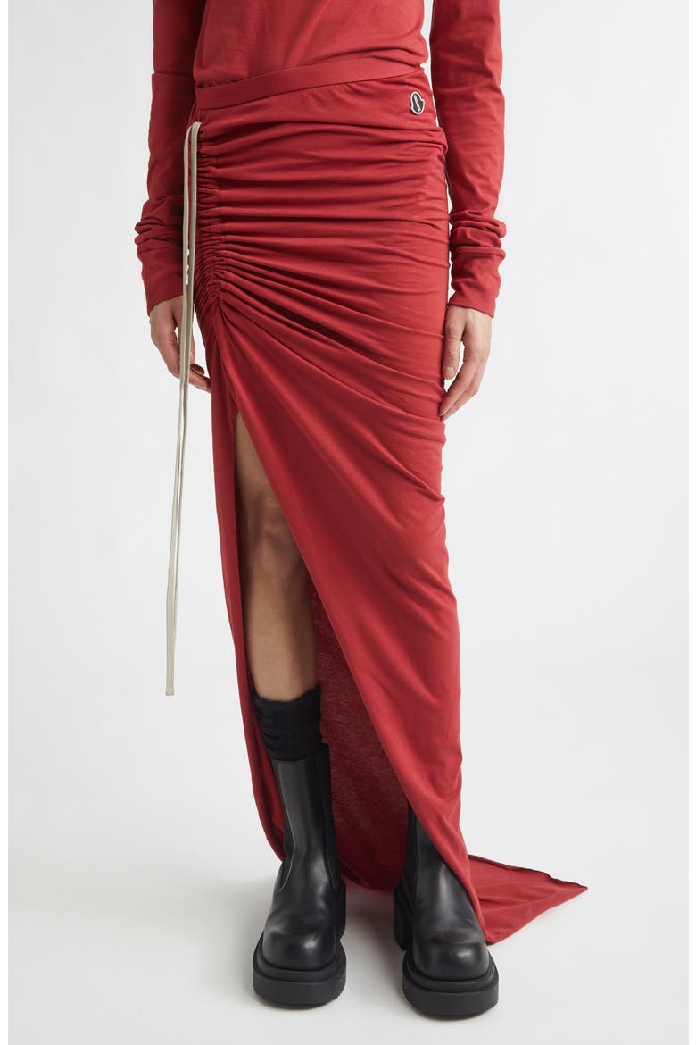 x Rick Owens Draped Jersey Skirt, Main, color, RED