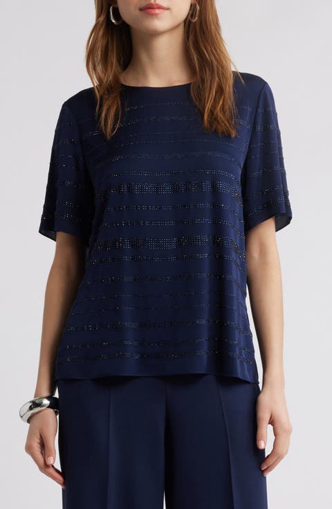 Rhinestone Stretch Silk Top