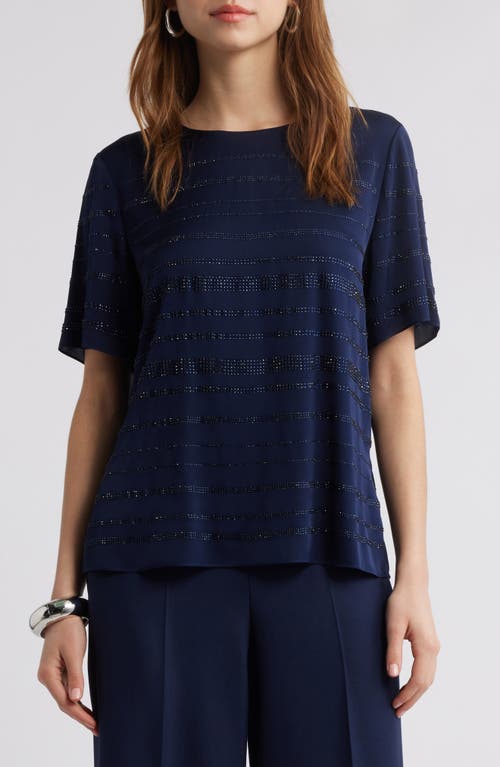 Kobi Halperin Rhinestone Stretch Silk Top In Midnight