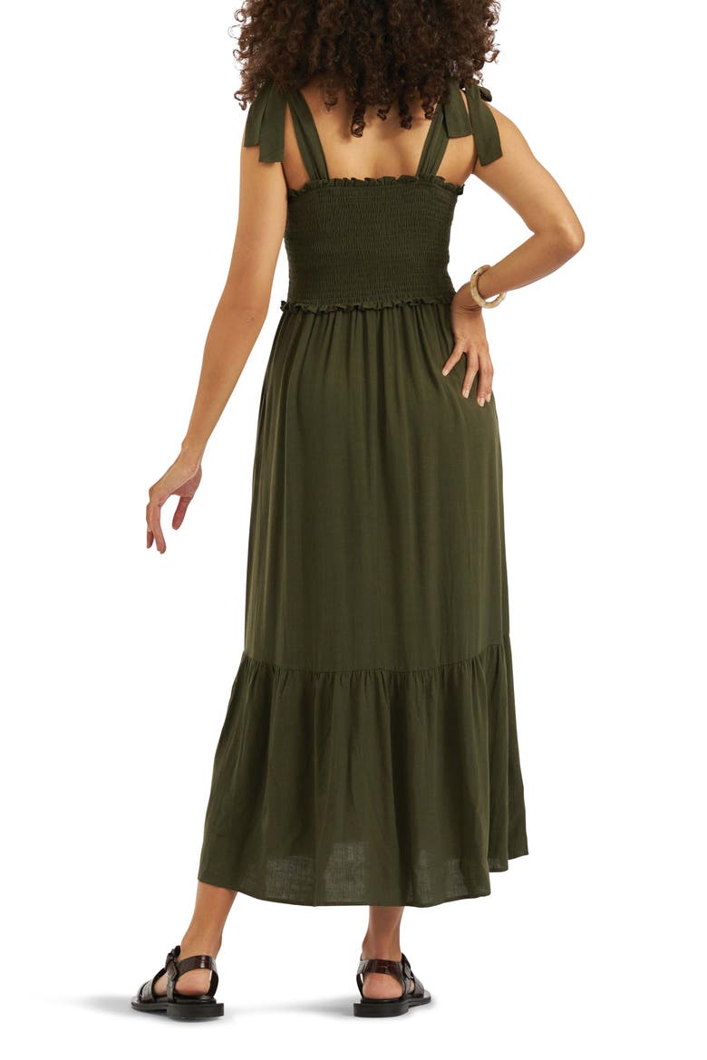 Brandi Shirred Dress, Alternate, color, KHAKI