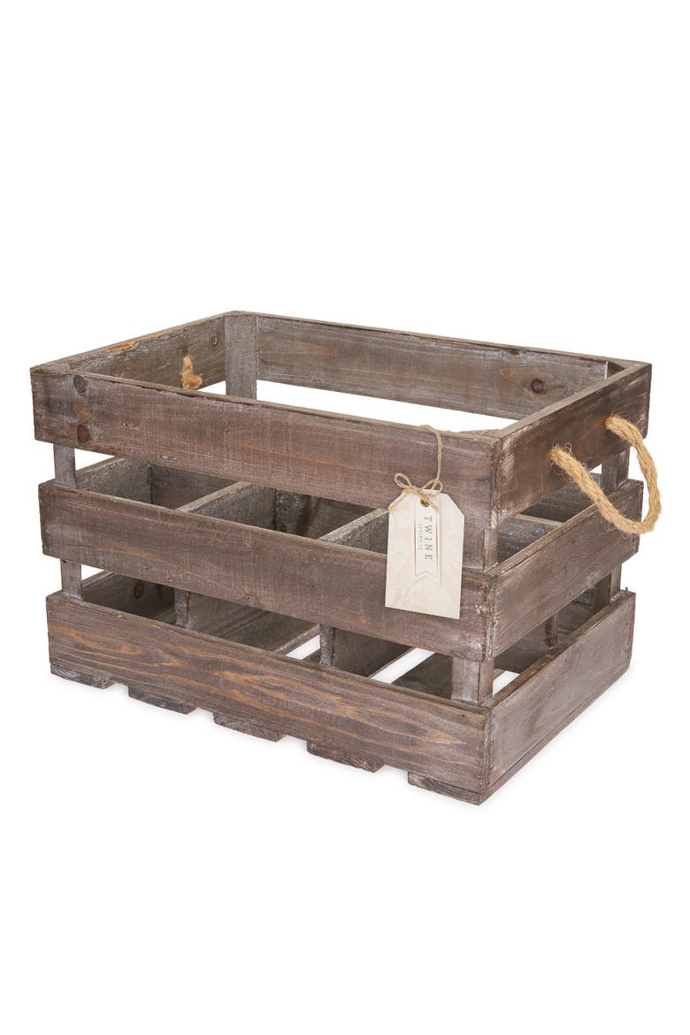 Wooden 6-Bottle Crate, Alternate, color, Wood