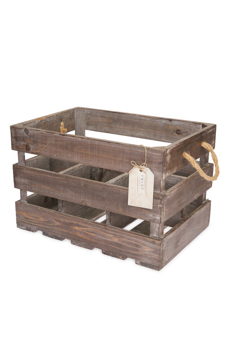 TWINE Wooden 6-Bottle Crate, Alternate, color, Wood