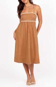 Petal & Pup Lino Embroidered Tie Strap Cotton Sundress