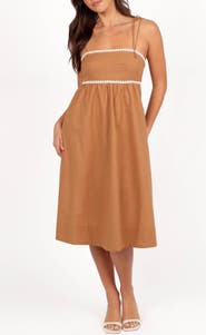 Petal & Pup Lino Embroidered Tie Strap Cotton Sundress