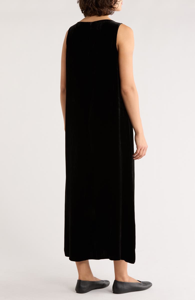 Eileen Fisher V-Neck Sleeveless Velvet Dress, Alternate, color, Black