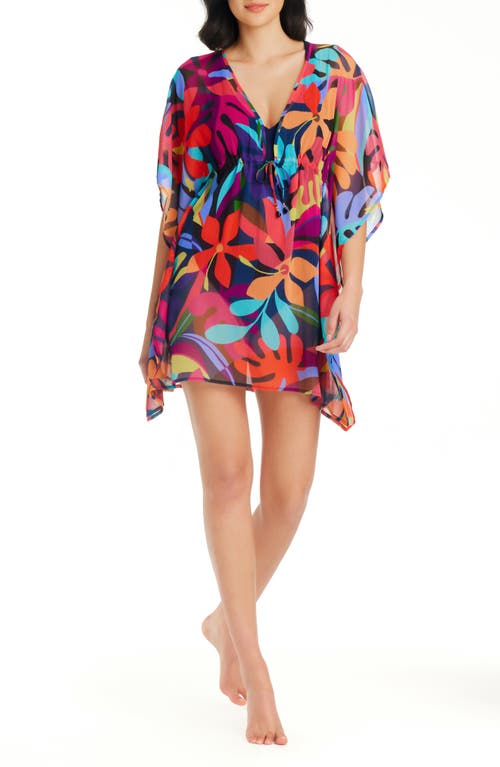 Bleu Rod Beattie Rod Beattie Bold Rush Floral Cover-up Caftan In Multi Red
