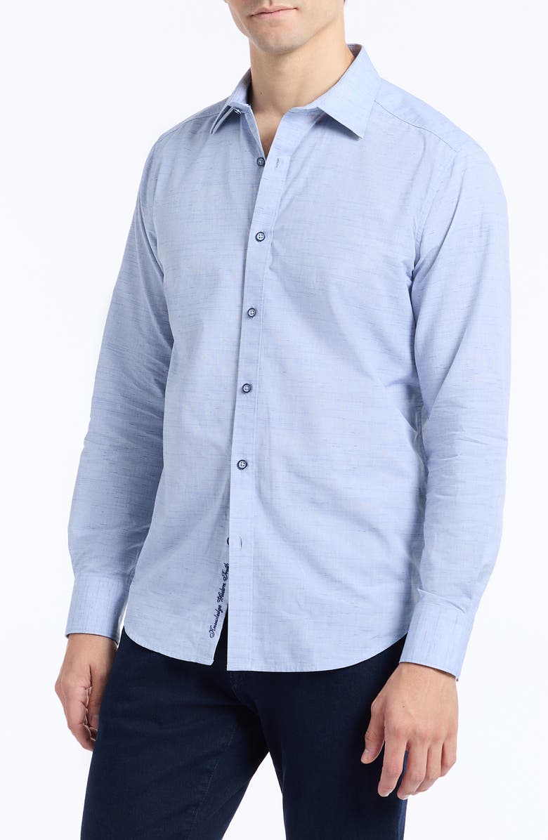 Robert Graham Avondale Cotton Button-Up Shirt, Alternate, color, Navy