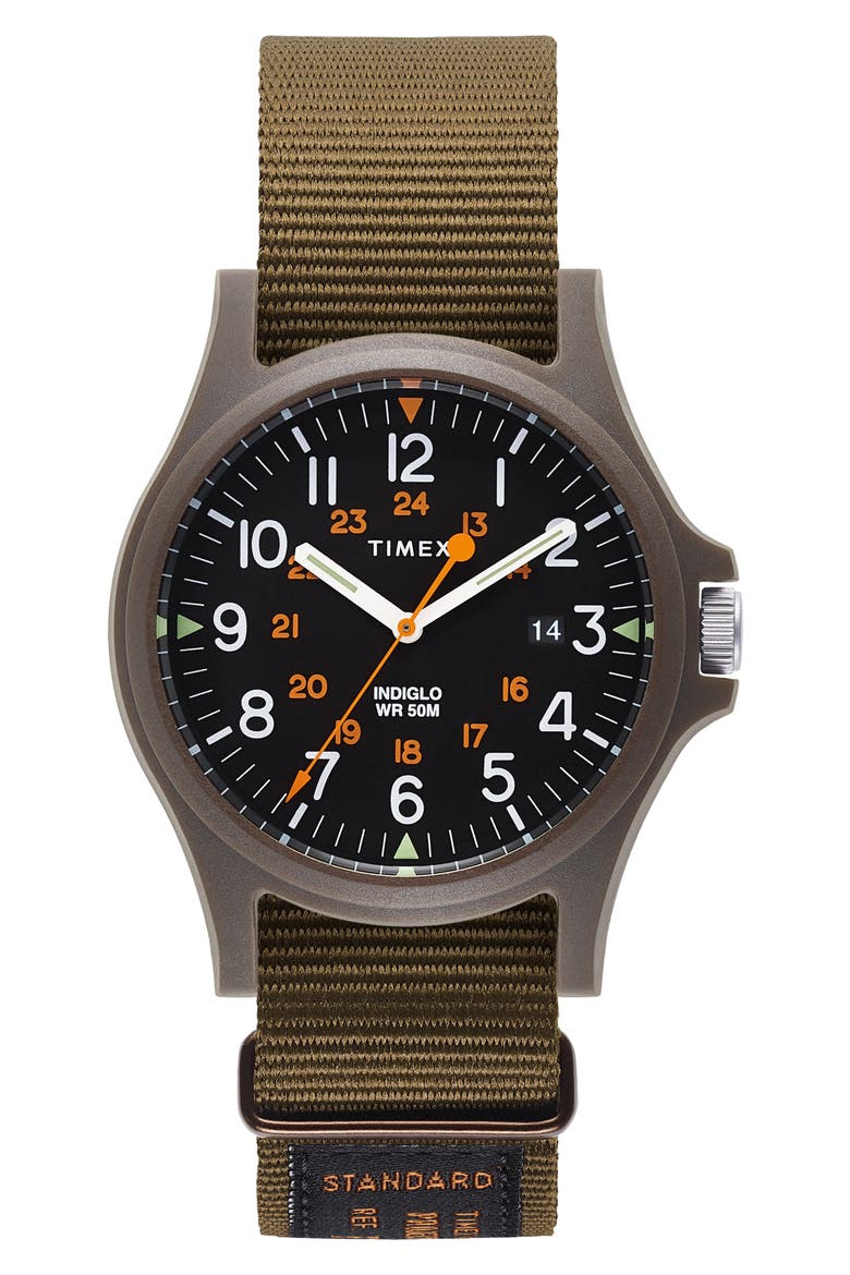 Acadia NATO Strap Watch, 40mm, Main, color, OLIVE GREEN