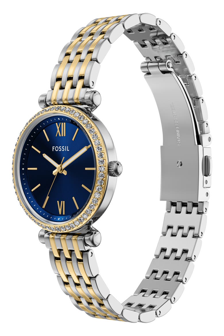 Carlie Mini Two-Tone Bracelet Watch, 28mm, Alternate, color, TWO TONE BLUE