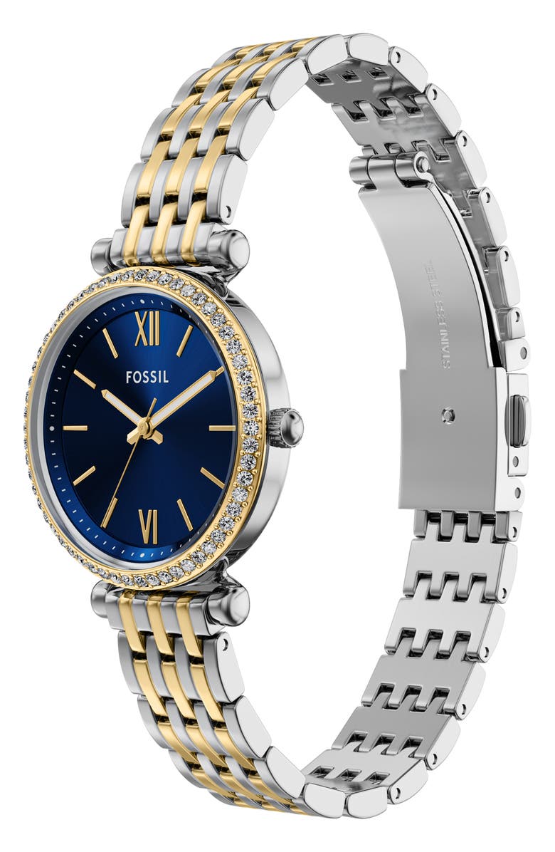 Fossil Carlie Mini Two-Tone Bracelet Watch, 28mm, Alternate, color, Two Tone Blue